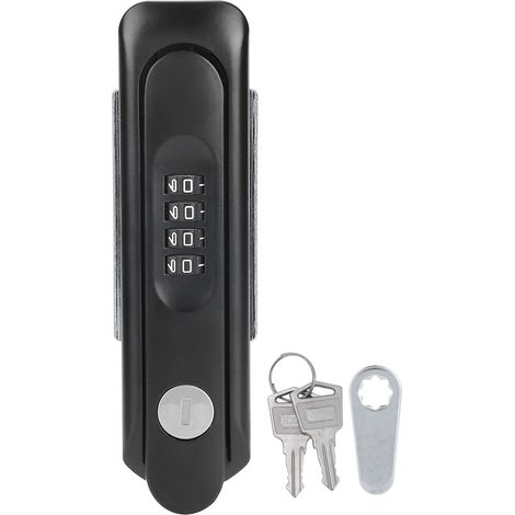 Verrou à code noir en alliage de zinc pour porte de meuble, avec clés, idéal pour maison, bureau, hôpital, école. (1/5)
