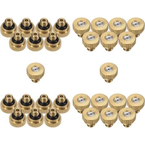 30 Pcs Buse de Brumisation en Laiton, 0.5mm Orifice 10/24 UNC Buses Rechange à Joint Torique pour Système Froid, Atomisation Basse Pression - 0.7mm (1/5)