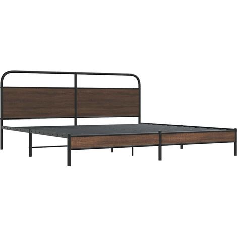 vidaXL Cadre de lit en métal sans matelas chêne marron 200x200 cm (1/5)