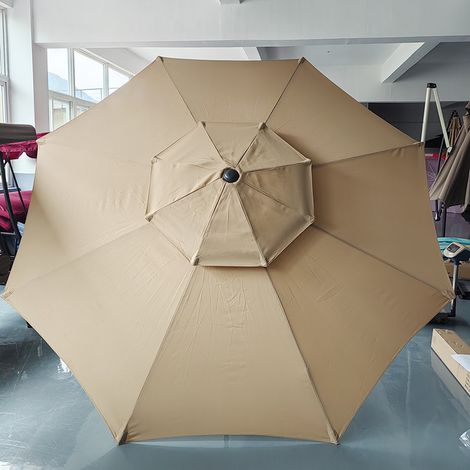 Toile de rechange pour parasol double couche, Protection UV, Imperméable, Toile de parasol à 8 baleines, kaki (Toile de parasol uniquement, 3 m) (1/5)