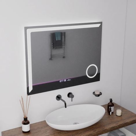 Miroir LED 80x60 Desembuage Thermometre Loupe Cosmetique (1/5)