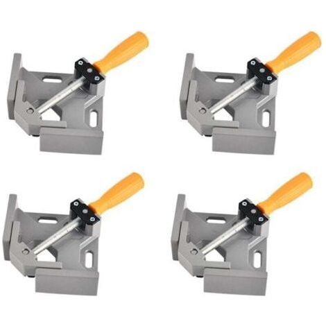 4 Pcs 90° Angle Clamp, Aluminum Alloy Corner Vice, Corner Welding Clamp with Adjustable Swivel Jaw, for Woodworking Tools, Carpenter Welding (Grey) (1/4)