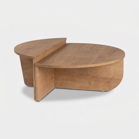 Tavolino da caffè, realizzato in pannello rivestito in melaminico, finitura rovere, design moderno (1/5)