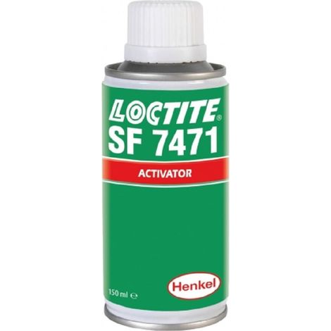 Loctite SF 7471, activador líquido transparente en aerosol de 150 ml para acelerar el curado de adhesivos anaeróbicos a bajas temperaturas, especialmente para metales pasivos y grandes huecos.