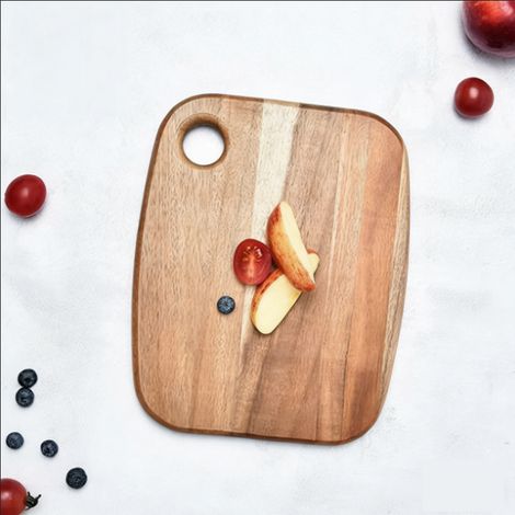 Tabla de cortar colgante (25 x 20 cm) para verduras, pan, carne, queso y embutidos. Libre de BPA, color marrón.