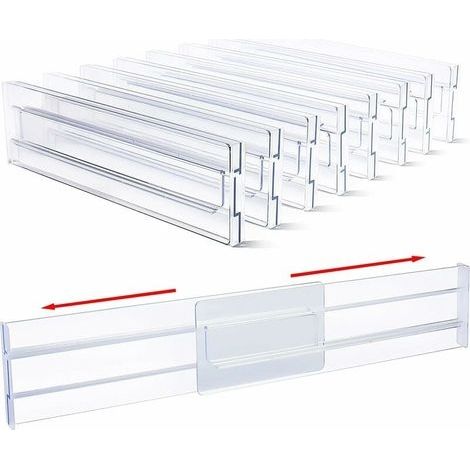 Séparateurs de tiroir réglables 28-51 cm – Plastique durable incassable – Épaisseur 1,3 cm – Hauteur 8,1 cm pour rangement bureau et cuisine (1/5)