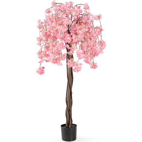 Arbre artificiel fleur de cerisier 5,5 pieds, fleurs rose et blanc, design retombant, décoration maison mariage (1/2)