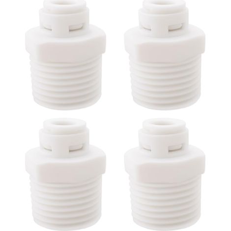 [NIE BENUTZT]4er-Pack 1/2 Zoll bis 1/4 Zoll Außengewinde, Kunststoff, gerader Kopf, Schnellverbinder für Umkehrosmose-Wasserfilter, weiß