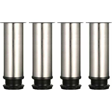 Pieds de meuble réglables 150 mm – Acier inoxydable brossé – Hauteur ajustable 0-15 mm – Vis en acier inoxydable incluses (1/4)