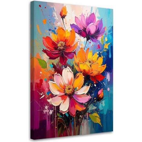 Leinwandbild Bunter Blumenstrauß in einer fröhlichen malerischen Komposition 20x30 (1/5)