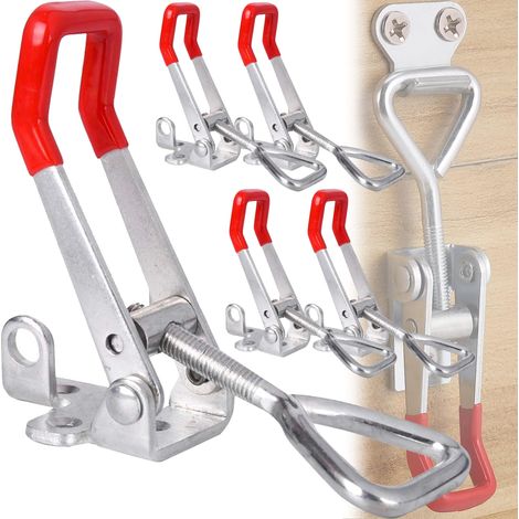 5 pcs Sauterelles bascule pince métallique fixer loquet loquets de serrage 4001, Type de verrou de porte de capacité de maintien en métal de décharge rapide d'outil de main 150Kg (1/5)