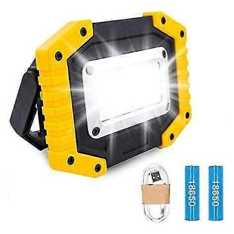 Wiederaufladbare LED-Arbeitsleuchte, 30-W-Akku-Sicherheitsleuchte mit 3 Modi, COB-Flutlicht für Camping, mit USB-Anschluss, wasserdicht
