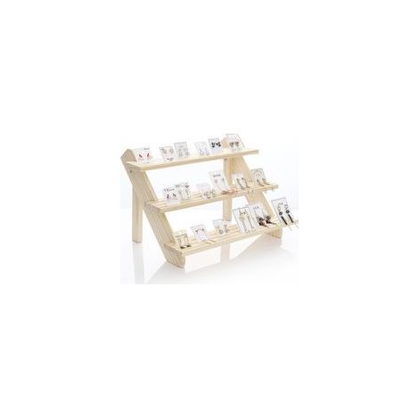 3 Niveaux Présentoir en Bois, Porte-Boucles D'Oreilles et Porte-Bague Détachable en Bois Non Fini Présentoir Carte Bijoux avec Rainure pour Détail Présentoir Bijoux Collections Figurines (1/5)