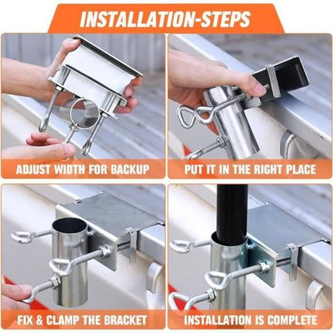 Support de parasol balcon réglable ø25–38 mm en aluminium — fixation sans perçage, kit avec adaptateur (1/4)
