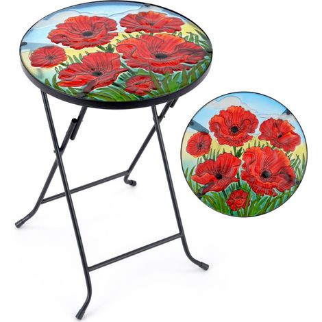 Glass Poppy Garden Table