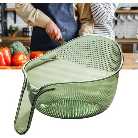 Passoire à riz en plastique avec poignée pour légumes, haricots, fruits et pâtes - Accessoires de cuisine verts (1/5)