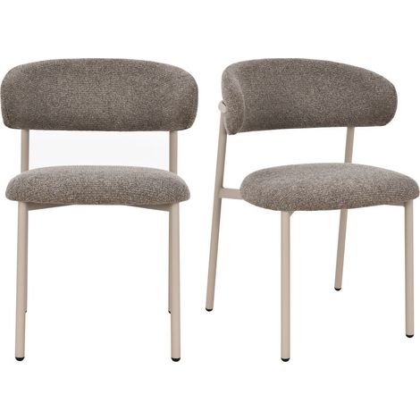 Lot de 2 chaises en tissu pieds beiges - Marron chiné - Aria