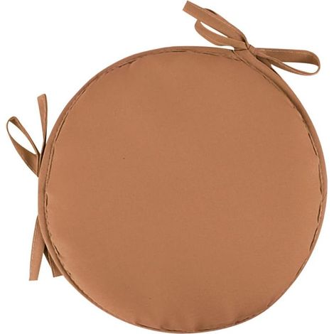 1 coussin de chaise de jardin rond marron de 38 cm de diamètre - Extérieur, Tabouret, Terrasse, Salle à manger - Grand coussin (1/5)