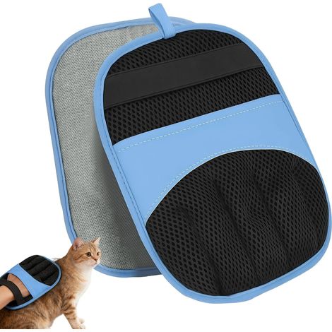 Pet Hair Remover Gloves, Electrostatic Cleaning Glove for Dogs and Cats, Reusable Pet Hair Cleaning Brush for Furniture and Sofa, Blue (Pack of 2) (1/5)