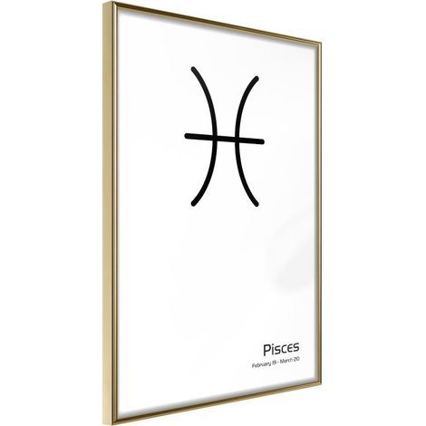 Affiche Murale Encadrée "Zodiac Pisces II" 30 x 42 cm Or