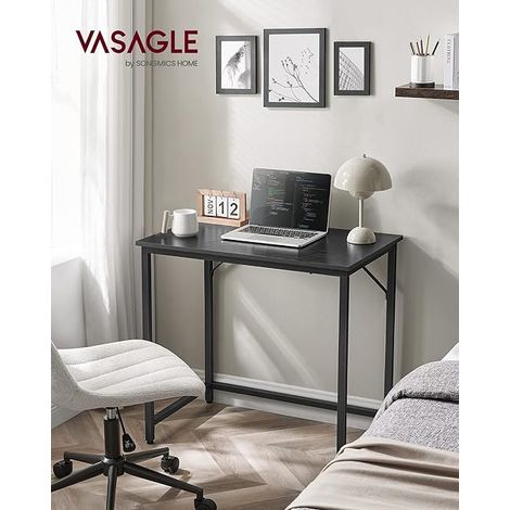 Vasagle – Bureau droit noir 50 x 80 cm – Panneau d’aggloméré et acier – Pieds réglables pour stabilité – Style industriel moderne