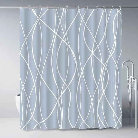 Filiyano-Rideau de douche moderne à rayures noires et blanches ondulées, rayures dégradées, rideau de douche décoratif pour salle de bain, 240 x 180