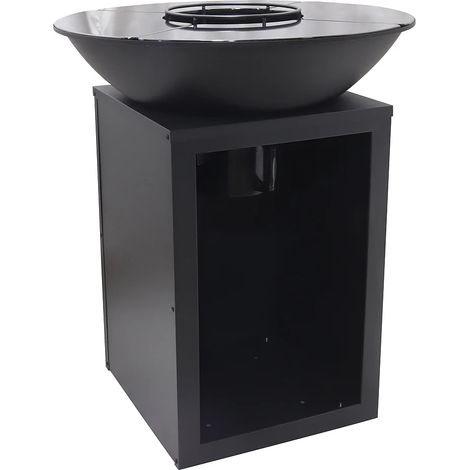 Barbecue plancha braciere a carbone e legna con contenitore 80 x 80 x 96 cm Nero - IGNOS (1/5)