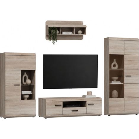 Mueble Modular Kane, Sala de Estar, 20 Estantes, un Cajón, Roble Marrón