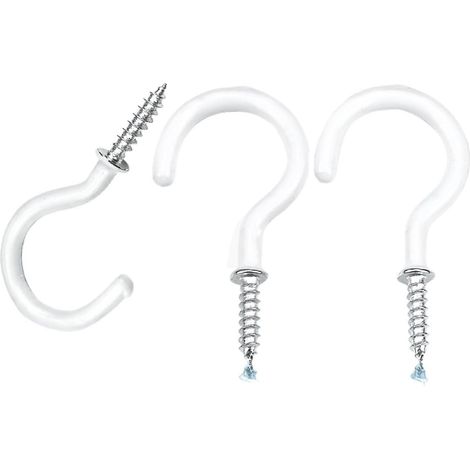 Crochet à vis plafond - blanc - pour suspension et rangement (1/3)