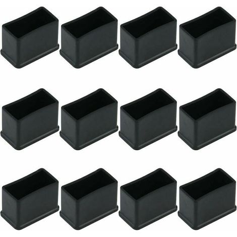 Lot de 12 embouts de protection rectangulaires en feutre de caoutchouc pour pieds de table ou de chaise( Noir ,15 x 30 mm)