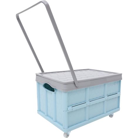 Caisse de Rangement à Roulettes en Plastique Bleu Grande Capacité pour Vêtements et Jouets, Organiseur Pliable pour Coffre de Voiture et Usage Extérieur (1/5)
