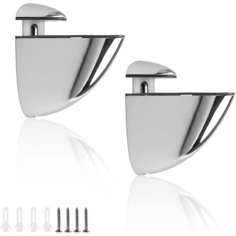 Equerre pour Etagere Murale,2 Pinces en Verre à Fixation Murale Réglables Avec 4 Vis, Lisses et Stables, Verre de 2-33 mm D'épaisseur, Pour étagères et Coins de Chaise (1/5)