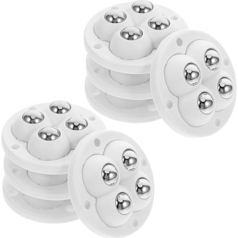 Juego de 8 miniruedas blancas autoadhesivas con rodamientos de bolas de acero inoxidable, giratorias, para electrodomésticos y almacenamiento. (1/5)