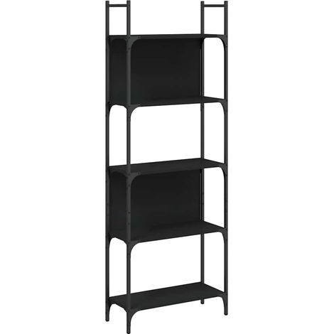 vidaXL Librería de 5 estantes madera ingeniería negro 60,5x24x166,5 cm (1/2)
