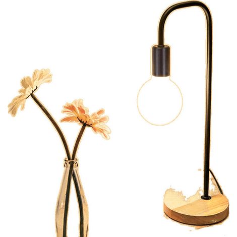 Lampe de Table, Design Rétro Lampe de Lecture, Bois et Métal (1/5)