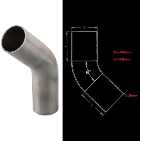 Coude en acier inoxydable à angle de 45 degrés, poli et durable, adapté à l'automobile et plus encore (45 mm) (1/3)