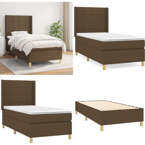 Sommier à lattes de lit avec matelas Marron foncé 80x200 cm - Sommier à lattes - Matelas à ressorts ensachés (1/5)