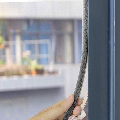 Calfeutrage de porte Joint d'étanchéité autocollant Pour portes coulissantes fenêtres et armoires 9 mm 5 mm 5 m Gris (1/5)