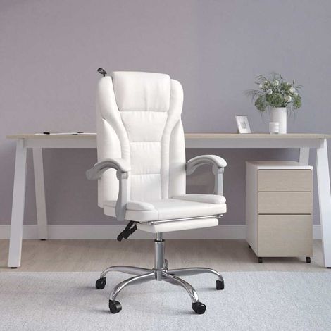 Fauteuil inclinable de bureau-Chaise de relaxation-Fauteuil Relax Blanc Similicuir 414276 (1/5)