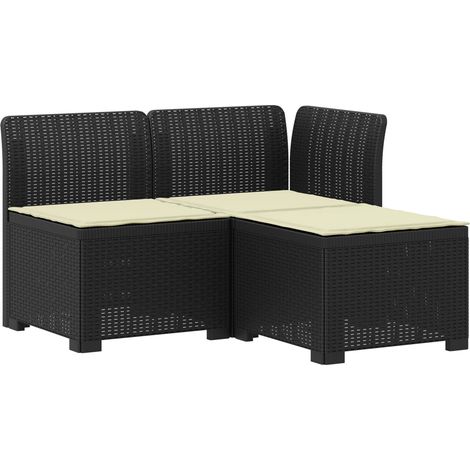 vidaXL Divano da giardino 3 posti con cuscini in look rattan PP