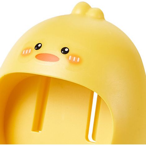 Porte-brosse à dents mural mignon sans perçage, support polyvalent en forme d'animal cartoon, étagère de salle de bain pour brosse à dents, canard jaune œuf, fixation adhésive (1/5)