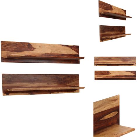 Étagères murales 2 pcs 118 x 26 x 20 cm Bois de Sesham massif - Étagère Murale - Étagères Murales - Étagère Murale En Bois - Étagères Murales En Bois (1/5)