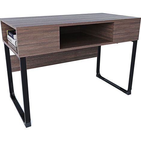 Scrivania Con 3 Ripiani Aperti In Legno Con Gambe In Metallo Scrittoio Mobile Per Computer Desk Da Ufficio Studio Cameretta Soggiorno Sala Da Pranzo Design Industrial 110 x 76.5 x 55 cm (Marrone) (1/4)