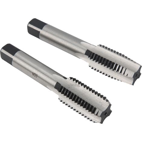 2 Pièces Tarauds M20 en Acier Carbone, Taraudage Métrique pour Filetage Premier et Second Pas, Outil de Coupe à Goutte Droite