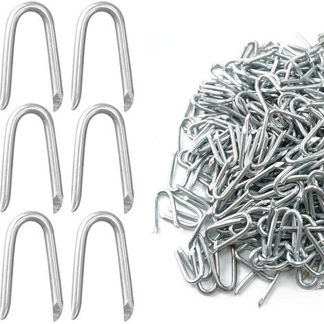 Clou en U pour Grillage 500g(Environ 350 pièces), 25mm Crampillon Cloture Galvanisés, Agrafe Grillage pour Grillage Cloture, Grillage a Mouton, Piquet Cloture Grillage (1/5)
