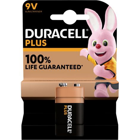 Pile alcaline 9V 6LR61 Duracell Plus – Longue durée jusqu'à 100 % – Pour appareils photo, jouets, lampes de poche – 1 pc - Y071292