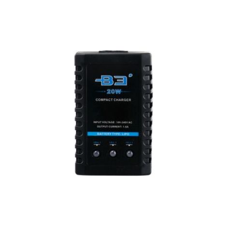 B3 20W 1.6A Pro Balance Charger for 2S 3S 7.4V 11.1V Lithium LiPo Battery Mini Portable RC Airplane Charger - Black (1/5)