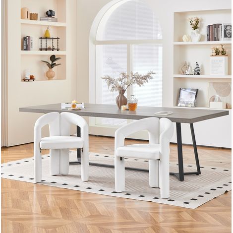 Set di 2 sedie da pranzo in velluto beige con braccioli, portata 150 kg - CHICFURN (1/5)