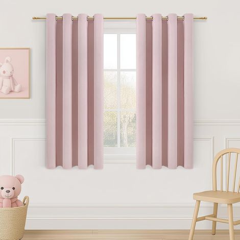 Rideau Occultant Court Thermiques Lot de 2 140x160 cm Rose Clair (1/5)