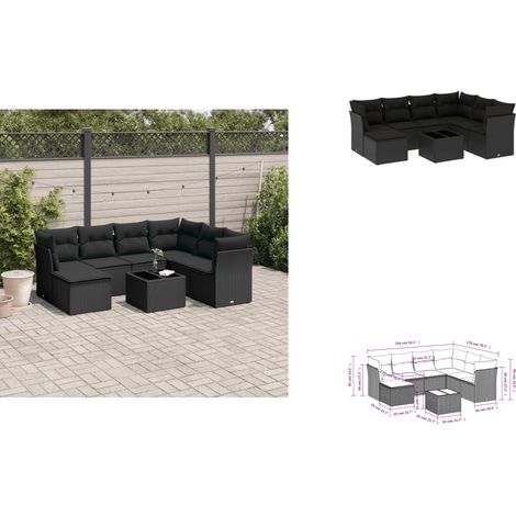 Salon de jardin 8 pcs avec coussins noir résine tressée - Ensemble Salon De Jardin - Meuble De Jardin - Salon De Jardin Design - Mobilier De Jardin Résistant - Canapé De Jardin (1/3)